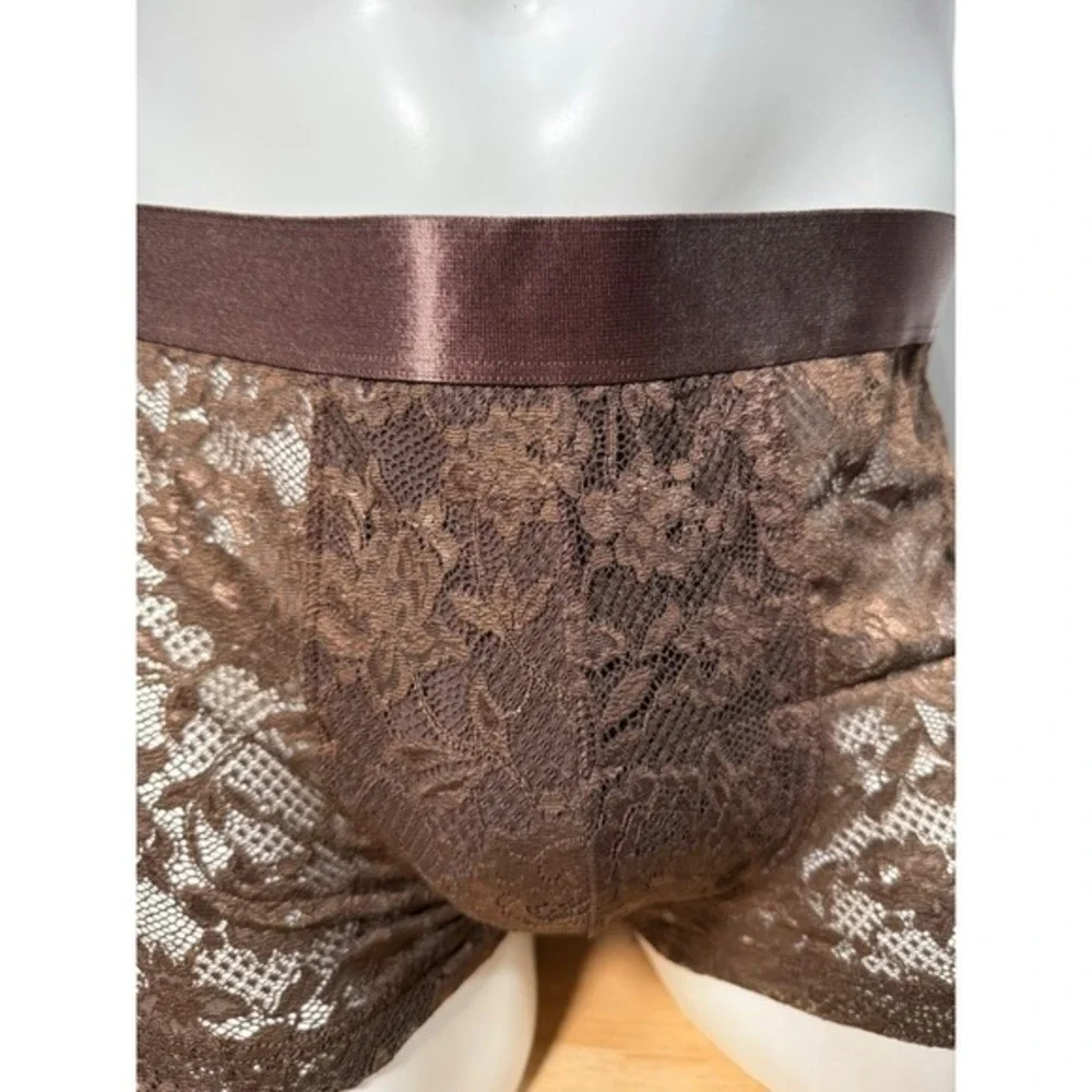 Cosabella Men's Luxury Brown Lace Boxer Classic Trunks Size L NWT